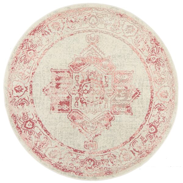 Avenue No.702 Tribal Round Rug, 240cm, Rose / Beige