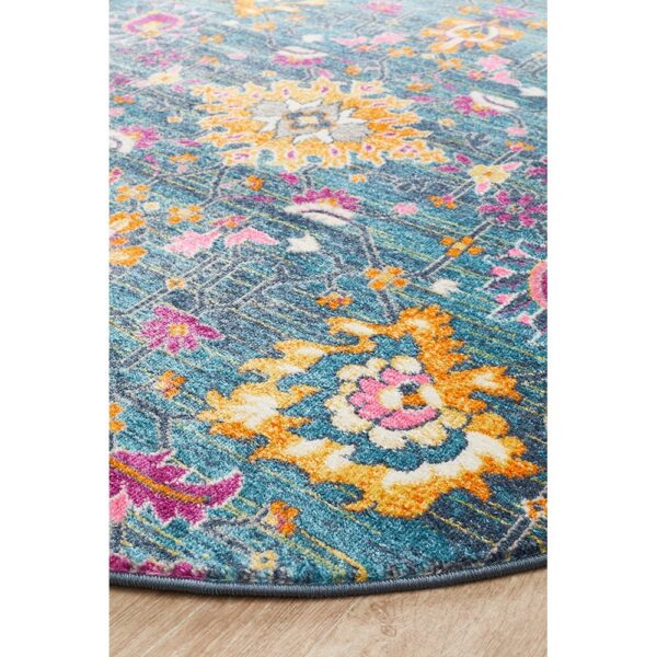 Babylon Viridis Bohemian Round Rug, 240cm, Blue - Image 3