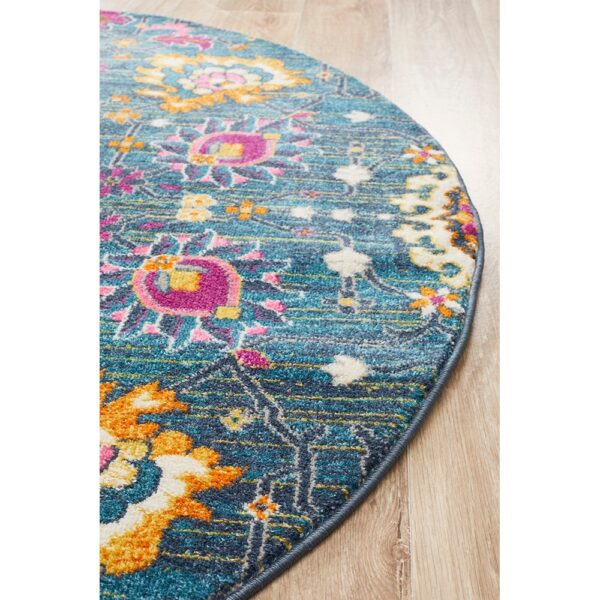 Babylon Viridis Bohemian Round Rug, 240cm, Blue - Image 4