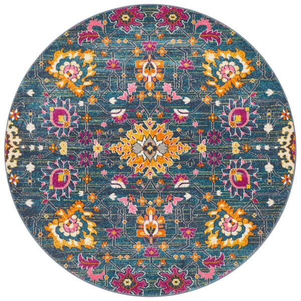 Babylon Viridis Bohemian Round Rug, 240cm, Blue