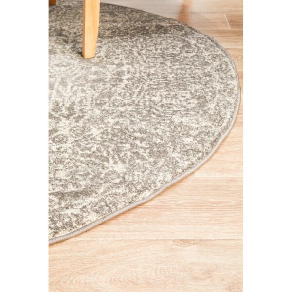 Evoke Frost Turkish Made Oriental Round Rug, 240cm, Grey - Image 2