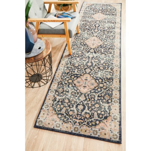 Legacy No.858 Bohemian Runner Rug, 400x80cm, Salmon / Midnight - Image 4