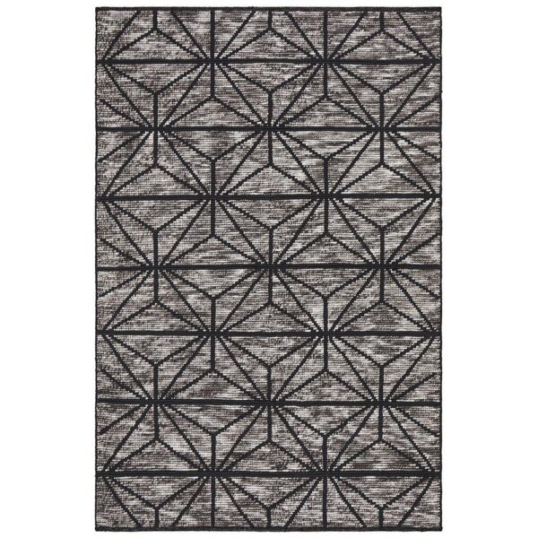 Rhythm Motif Hand Loomed Modern Rug, 300x400cm, Charcoal