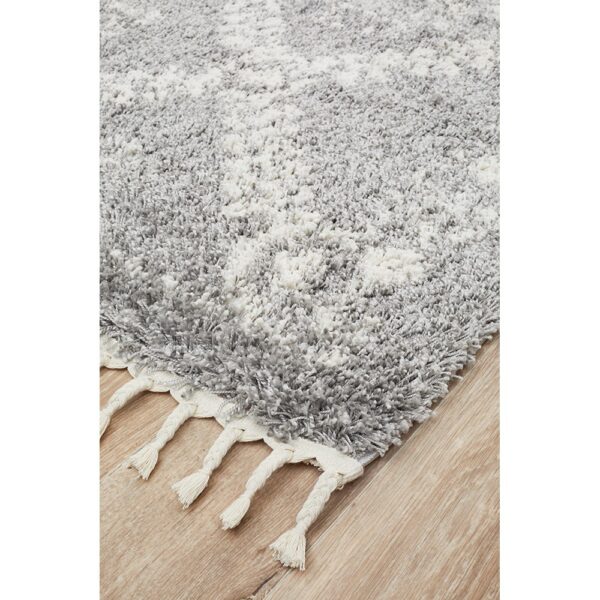 Saffron Jamila Fringed Shag Rug, 240x330cm, Silver - Image 3