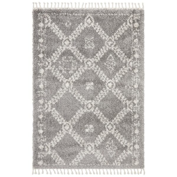 Saffron Jamila Fringed Shag Rug, 240x330cm, Silver