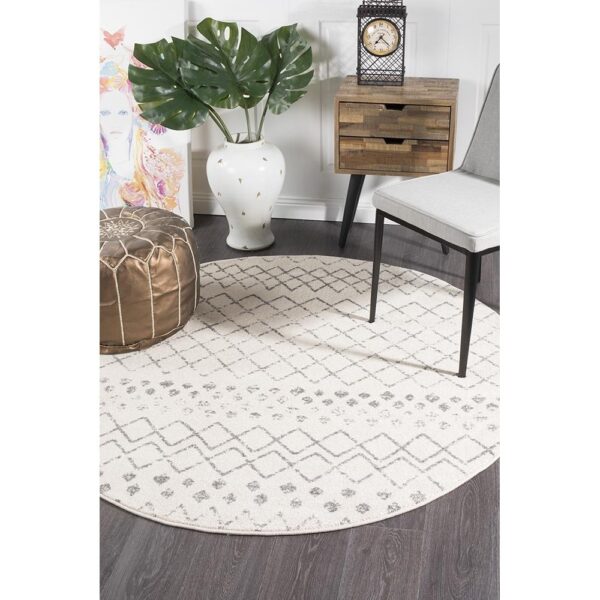 Oasis Selma Tribal Round Rug, 240cm, White - Image 5